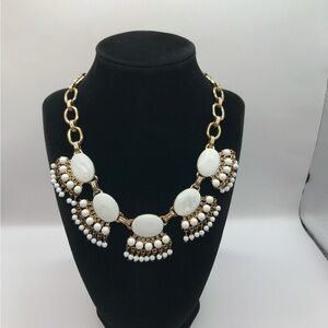 Antique Gold-tone & White Statement Necklace